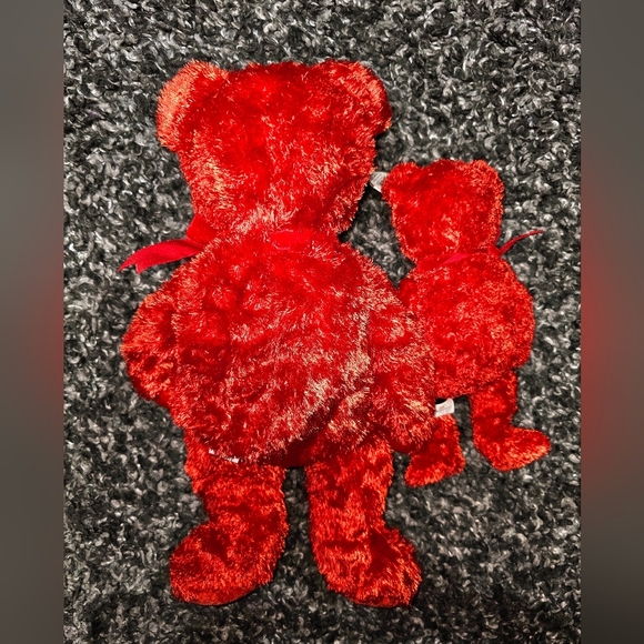 "Sizzle" Red Teddy Bear Beanie Baby and Beanie Buddy - 2 Lot - Picture 3 of 3